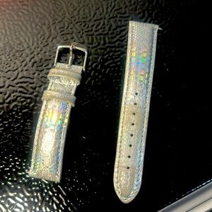 Michele watch straps, 18 mm, silver patterned metallic